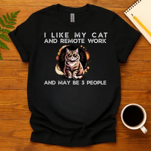 Buy I Like my Cat and Remote Work T-Shirt at FunnyWorkTees I Like my Cat and Remote Work T-Shirt