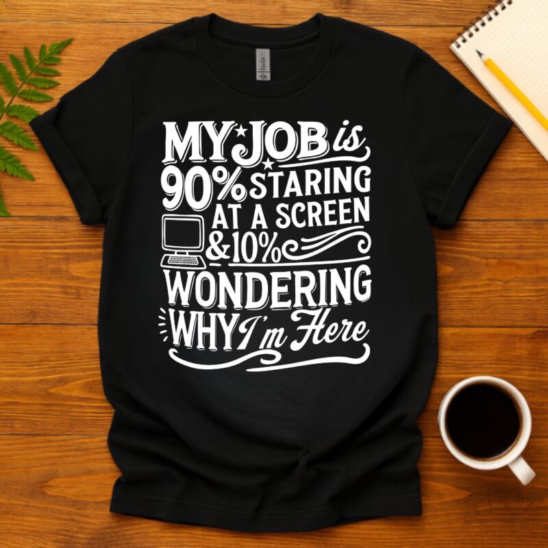 My Job Is 90% Staring at a Screen & 10% Wondering Why I'm Here T-Shirt