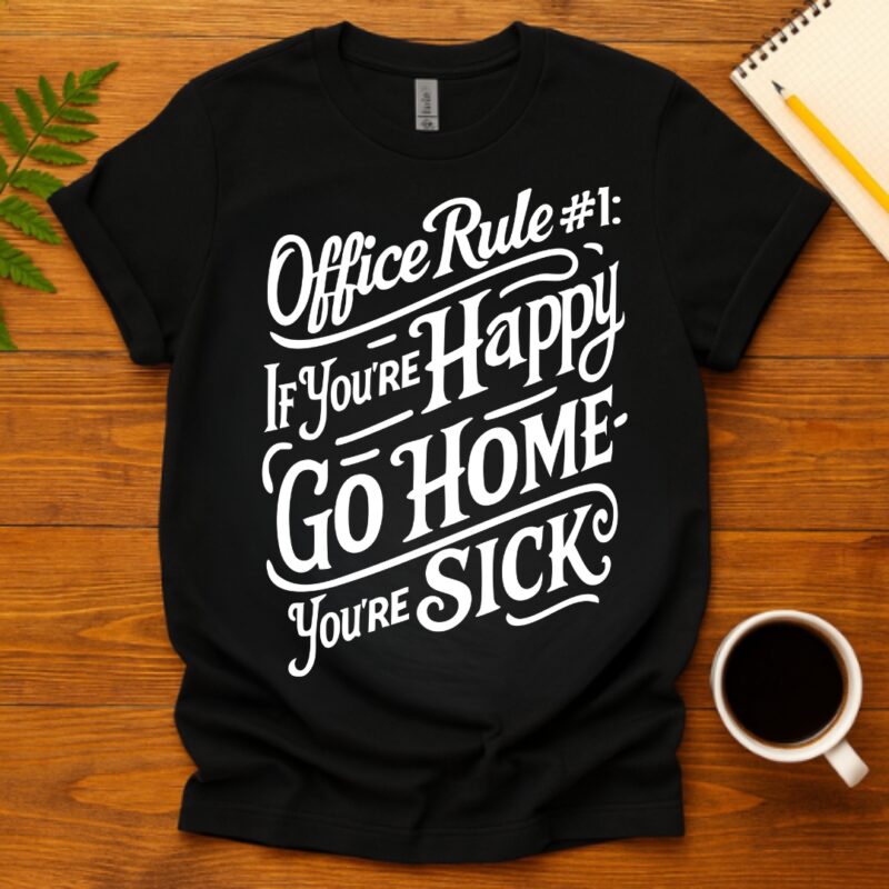 Office Rule 1 If You're Happy, Go Home You're Sick T-Shirt